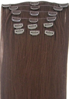 18" Straight Brown Clip-in Extensions 33