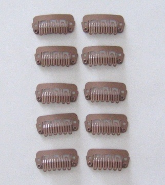 Set of 10 Small Size Wig/Toupee Clips<br>3 colours