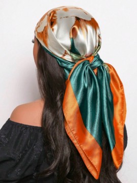 Green & Orange Floral Print Scarf/Bandana