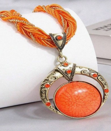 Bohemian Pendant Necklace Orange