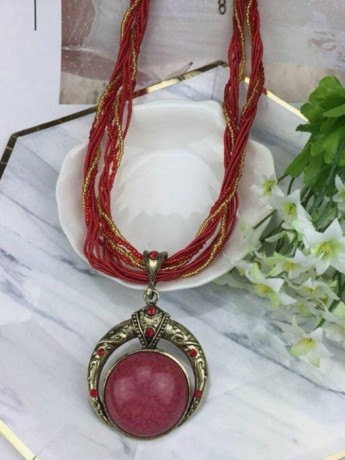 Bohemian Pendant Necklace Red