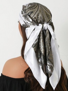 Pewter & White Paisley Print Scarf/Bandana