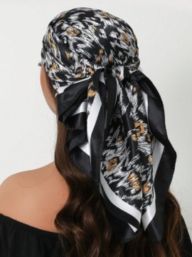 Black & White Leopard Print Scarf/Bandana